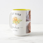 Waterverf Geel Bloemen 4 Aangepaste Foto Oma Tweekleurige Koffiemok (Voorkant links)