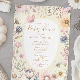 Waterverf Geel Bloemen Baby shower Kaart