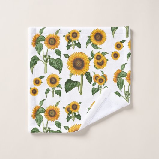 Waterverf Geel Bloemen Botanisch gebladerte Bad Handdoek (Wasdoekje)