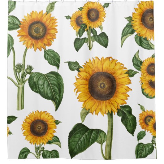 Waterverf Geel Bloemen Botanisch gebladerte Douchegordijn (Voorkant)