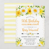 Waterverf Geel Bloemen & Daisies 50ste verjaardag Kaart (Voorkant / Achterkant)