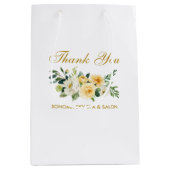Waterverf Geel Bloemen Goud Elegant Dank u Medium Cadeauzakje (Voorkant)