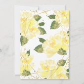 Waterverf Geel Bloemen Gouden Vleermuis Mitzvah Kaart (Achterkant)