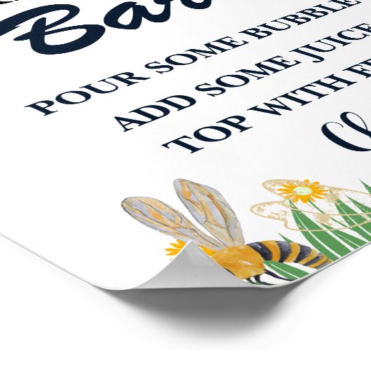 Waterverf Geel Bloemen Honny Bee Mom-osa Bar Poster (Hoek)