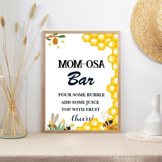 Waterverf Geel Bloemen Honny Bee Mom-osa Bar Poster
