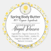 Waterverf Geel Bloemen Scrub/Body Butter Label (Voorkant)