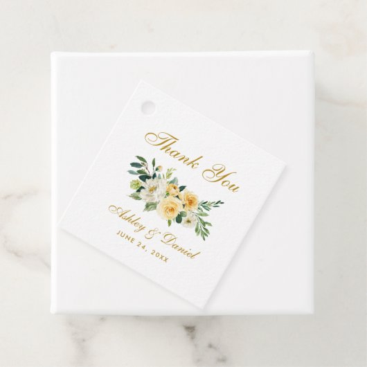 Waterverf Geel Bloemengoud Bruiloft Dank u Bedankjes Labels (In situ)