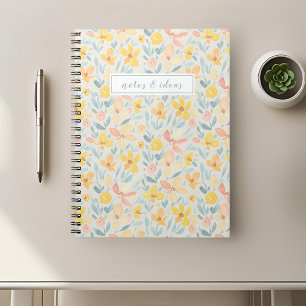 Waterverf Geel Bloemmotief Notitieboek