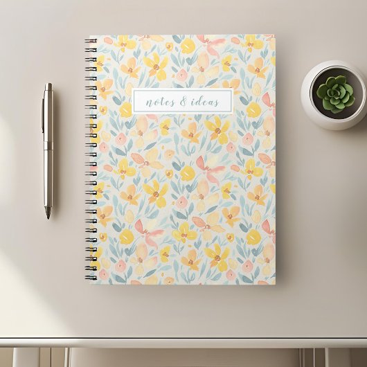 Waterverf Geel Bloemmotief Notitieboek
