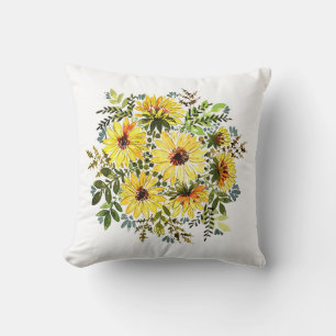 Waterverf geel boeket: Daisy Love Kussen