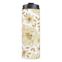  Waterverf geel bruin bloemmotief