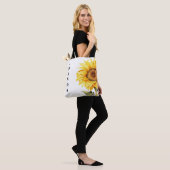 Waterverf geel chique aangepaste naam zonnebloem tote bag (Op model)