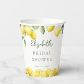 Waterverf Geel Citroen Bruiloftsshower Papieren Bekers (Achterkant)