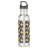 Waterverf geel citroen patroonnaam paarse waterfles  (Achterkant)