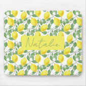 Waterverf geel citroenpatroon naam muismat (Voorkant)
