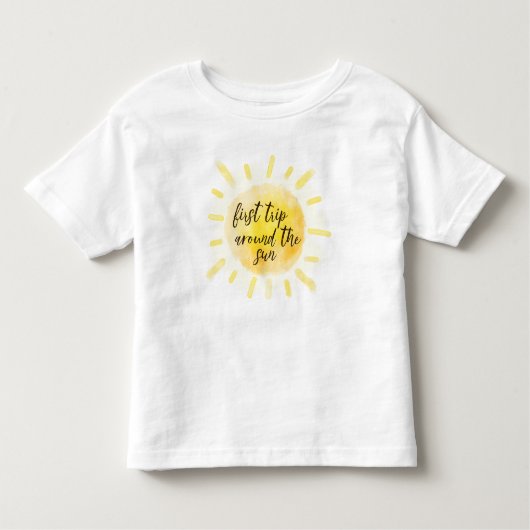 Waterverf Geel eerste reis rond de zon Kinder Shirts (Voorkant)