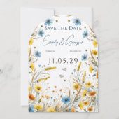 Waterverf Geel Elegantie & Hemelsblauw Bloemen Kaart (Voorkant)