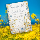 Waterverf Geel Elegantie & Hemelsblauw Bloemen Kaart