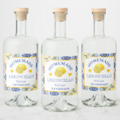 Waterverf Geel en Blauw Homemade Limoncello Likeurfles Etiket (Flessen)