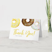 Waterverf Geel en Chocolade Donuts Baby shower Bedankkaart (Voorkant)