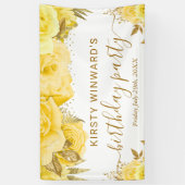 Waterverf Geel en Goud Rozen Verjaardag Spandoek (Verticaal)