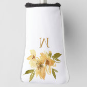 Waterverf geel en koper bloemenmonogram golfheadcover (Draai 90)