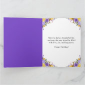 Waterverf Geel en Paars Bloemen Dag Kaart (Binnen)