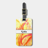 Waterverf Geel en Rode Naam Bagagelabel (Voorkant verticaal)