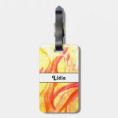 Waterverf Geel en Rode Naam Bagagelabel (Achterkant verticaal)