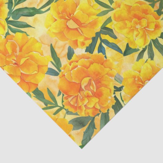 Waterverf geel en Sinaasappel goudsbloem type bloe Tissuepapier (Detail)