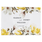 Waterverf Geel en White Magnolia Blossom Groot Cadeauzakje (Achterkant)
