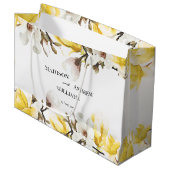 Waterverf Geel en White Magnolia Blossom Groot Cadeauzakje (Voorkant Gekanteld)