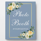 Waterverf Geel Floral Dusty Blue Photo Booth Fotoplaat (Voorkant)