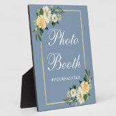 Waterverf Geel Floral Dusty Blue Photo Booth Fotoplaat (Zijkant)
