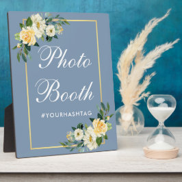 Waterverf Geel Floral Dusty Blue Photo Booth Fotoplaat