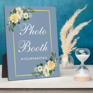 Waterverf Geel Floral Dusty Blue Photo Booth Fotoplaat