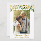 Waterverf Geel Floral Foto Gold Bedankkaart (Voorkant)