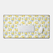 Waterverf Geel Floral Patroon Bureaumat (Keyboard & Muis)