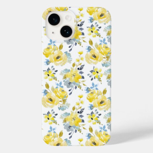 Waterverf Geel Floral Patroon Case-Mate iPhone Case (Achterkant)