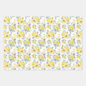 Waterverf Geel Floral Patroon Inpakpapier Vel (Voorkant 3)