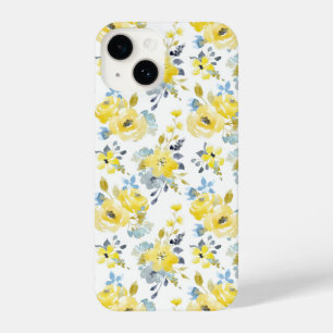 Waterverf Geel Floral Patroon iPhone 14 Hoesje