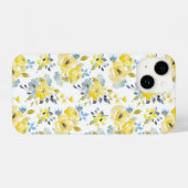 Waterverf Geel Floral Patroon iPhone Hoesje (Achterkant horizontaal)