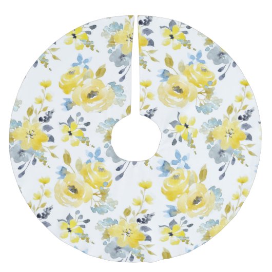 Waterverf Geel Floral Patroon Kerstboom Rok (Voorkant)