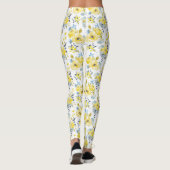 Waterverf Geel Floral Patroon Leggings (Achterkant)