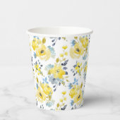 Waterverf Geel Floral Patroon Papieren Bekers (Links)