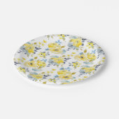 Waterverf Geel Floral Patroon Papieren Bordje (Gekanteld)