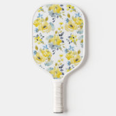 Waterverf Geel Floral Patroon Pickleball Paddle (Voorkant)