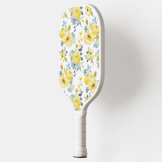 Waterverf Geel Floral Patroon Pickleball Paddle (Links)
