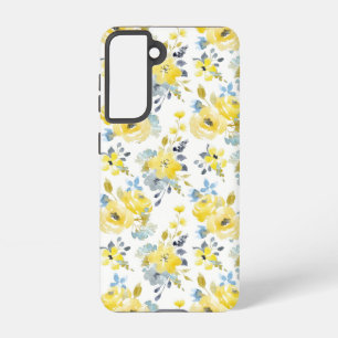 Waterverf Geel Floral Patroon Samsung Galaxy Hoesje