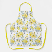 Waterverf Geel Floral Patroon Schort (Voorkant)